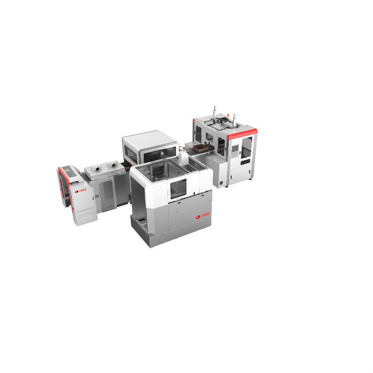 High Speed 45pcs/min Rigid Box Making Machine with Visual Robot Arm Positioning and Dual Forming Stations